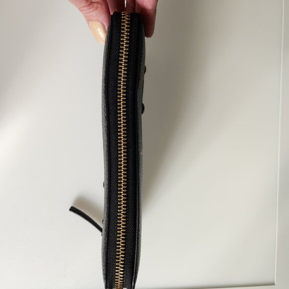 KATE SPADE NEW YORK PUBBLED BLACK AND PURPLE COW LEATHER ZIP AROUND WALLET - Picture 3 of 5